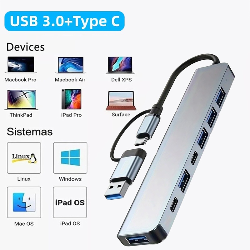 2 In 1 USB3.0 Hub 7 Port Tipe  - Laptop Accessories Usb ulasan dan harga